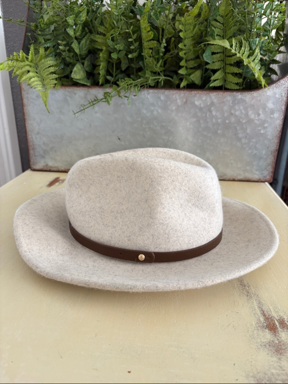 Free People Wool Fedora Wyeth Rodeo Hat Off White One Size Western Boho